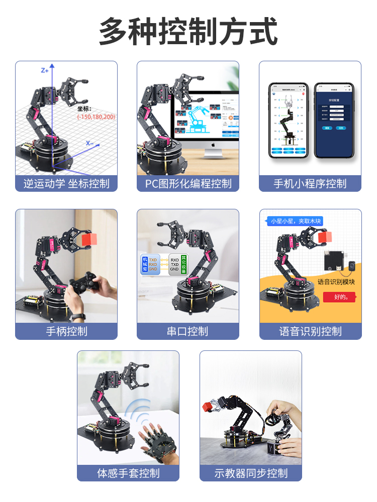 Açık kaynaklı 6 eksenli DOF gö - Robotic Arm 6 Axis Desktop incelemesi ve fiyatı